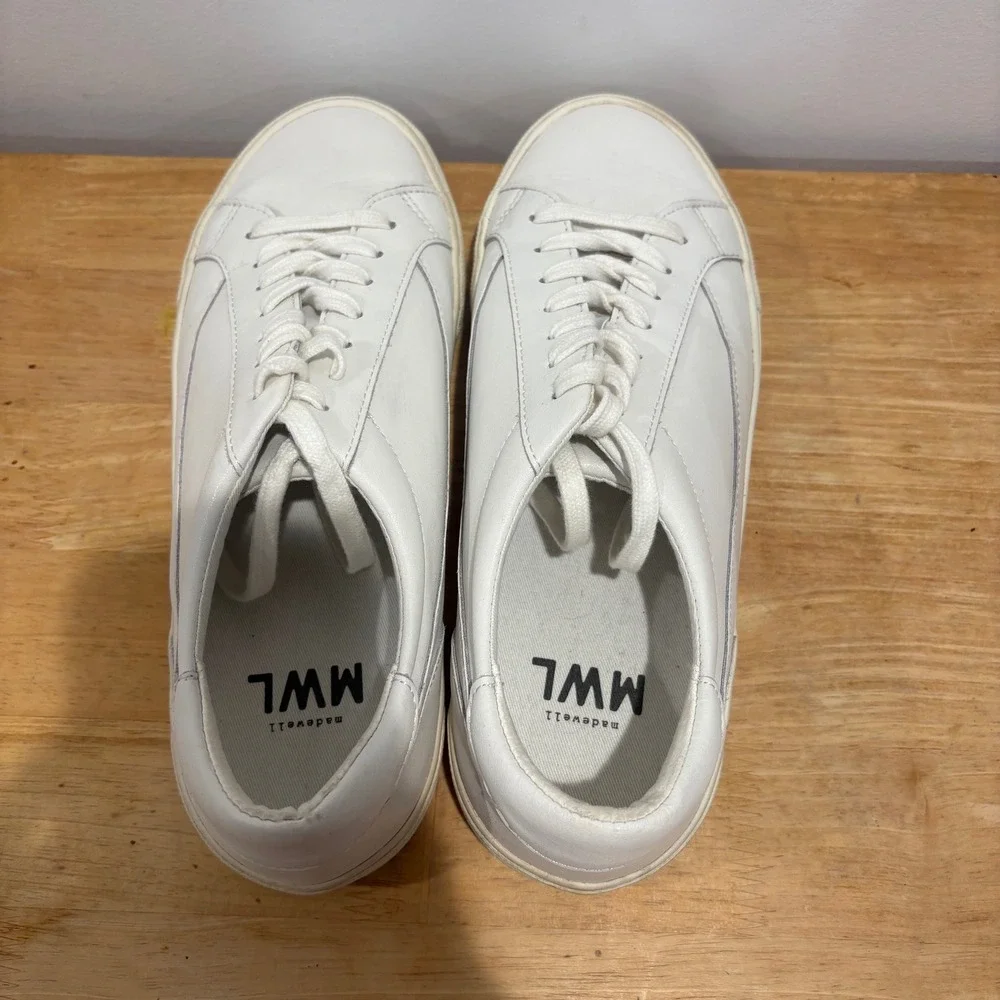 Madewell MWL Court Sneakers Womens White Size 9.5 Leather Low Top Lace Up Shoes